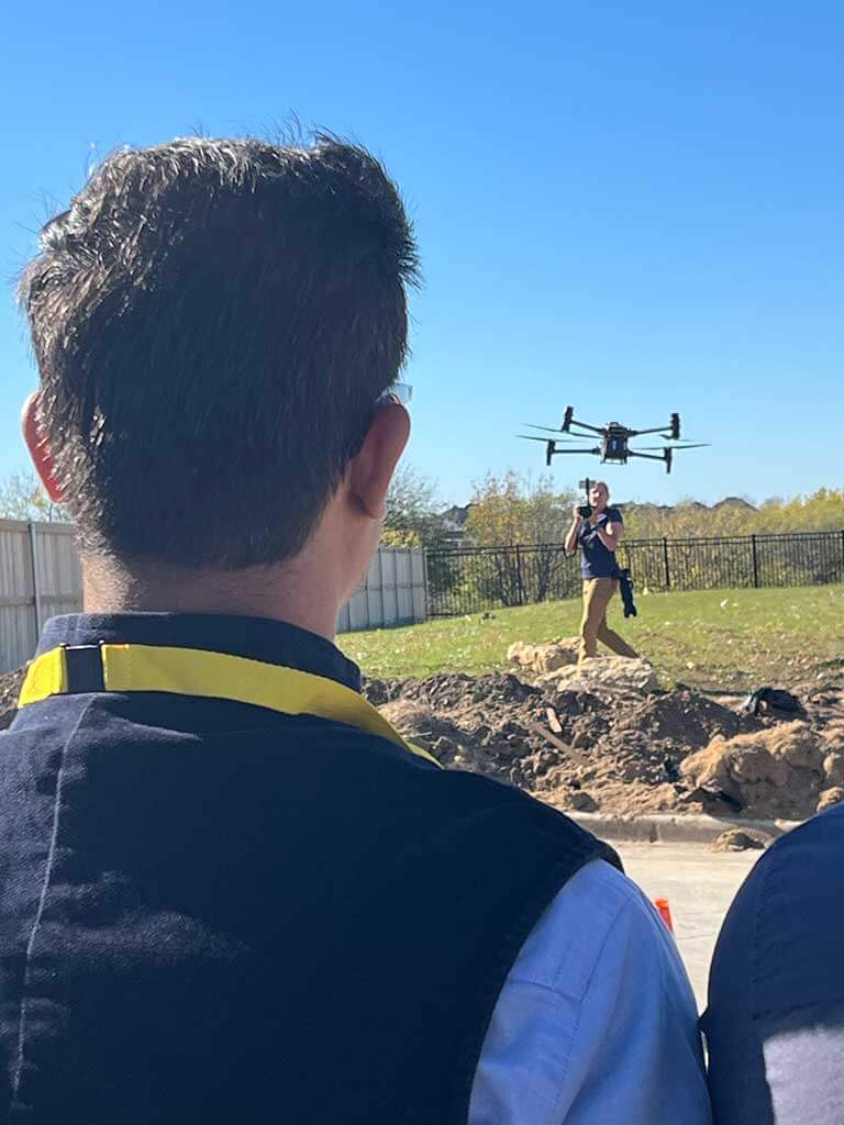 A pilot flies a drone in support of public safety in North Texas as part of real-world UTM operational evaluation flights.